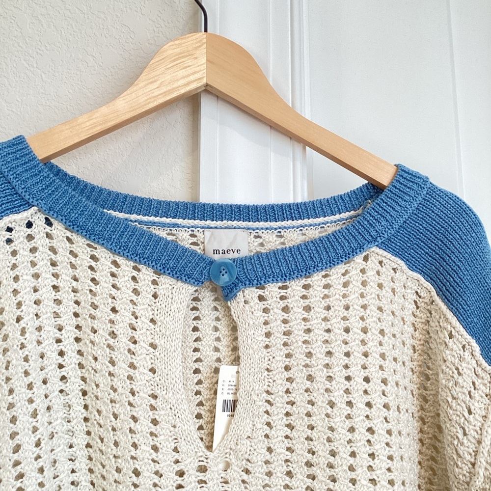Anthropologie Maeve Keyhole Open-Stitch Sweater Large - Picture 8 of 15
